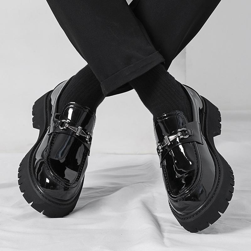 Men's shoes platform heightening British style big head business loafers spring and autumn new trend men's casual leather shoes men