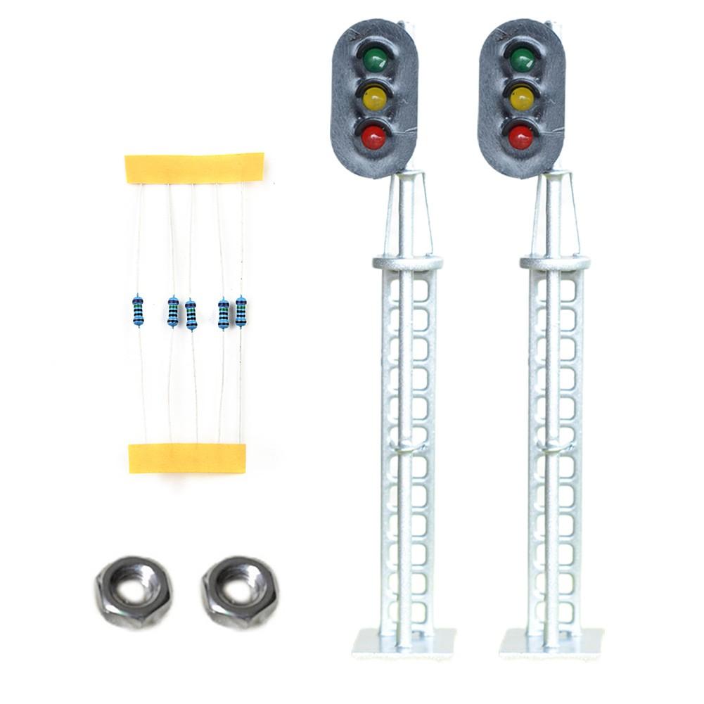 Silver Complete Signal W/Screw 2pcs 3 Aspects For 12V DC To 16V DC