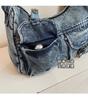 Women's Designer Denim Bag - Retro Multi-Pocket Crossbody Shoulder Bag with Unique Style, Fashiable Denim Handbag for Women