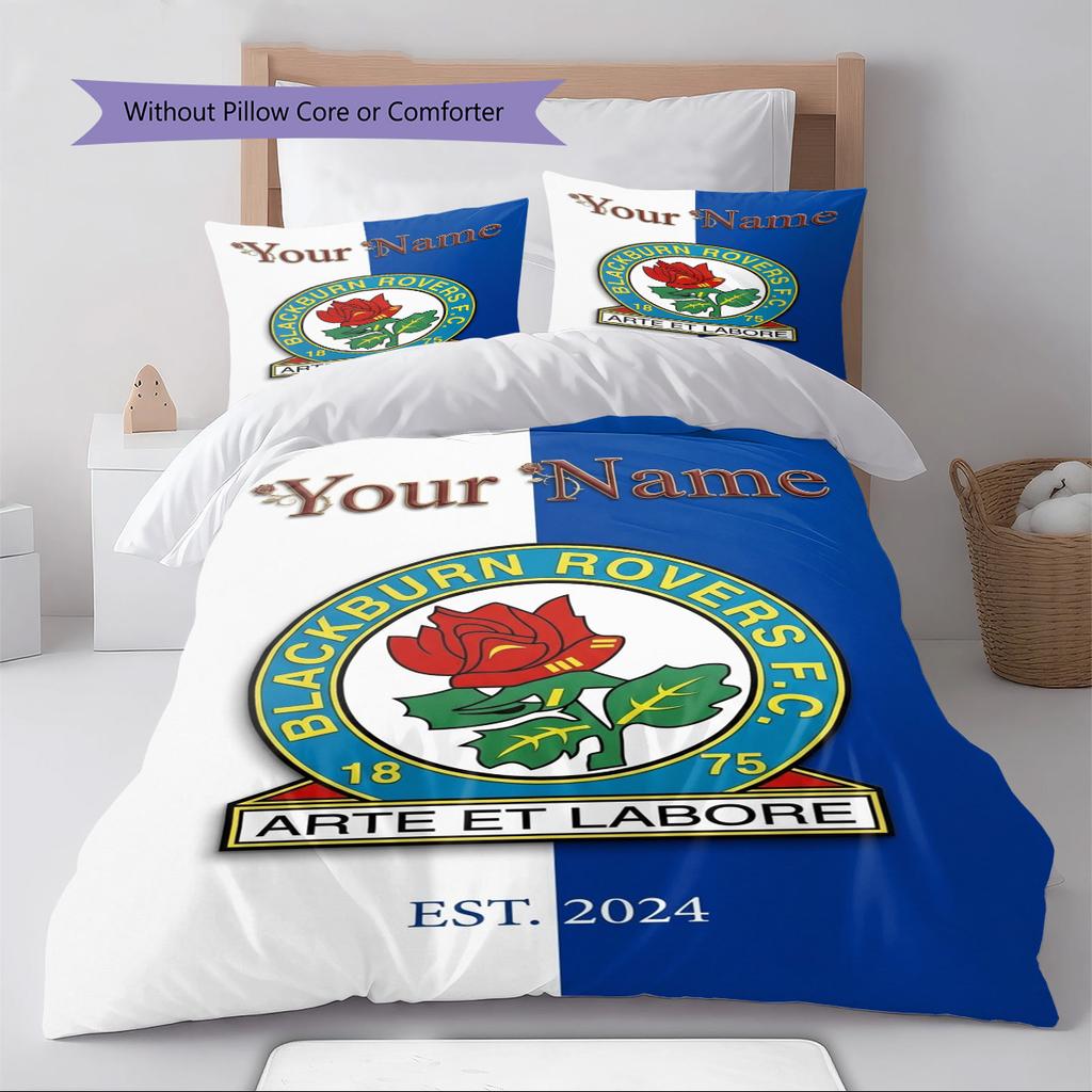 Name Custom Blackburn Rovers Pattern Bedding Set Quilt Cover Pillowcase Home Decor Gift (1 * duvet cover + 2 * pillowcase, without core)