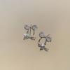 Bow slightly inlaid small earrings, women's fashion niche temperament, advanced sense, explosive ear jewelry temperament, Mori stud earrings