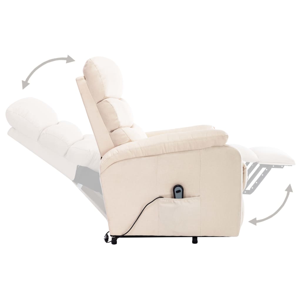 Massage Recliner with Rising Function Cream Fabric
