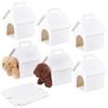 30sets Cardboard Paper Pet Gift Packing Boxes with Window and Handles House Shape White 12x10x18cm