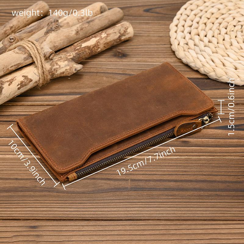 Genuine leather cash wallets vintage leather purse men women clip purse wallet luxury designer long wallet for male female