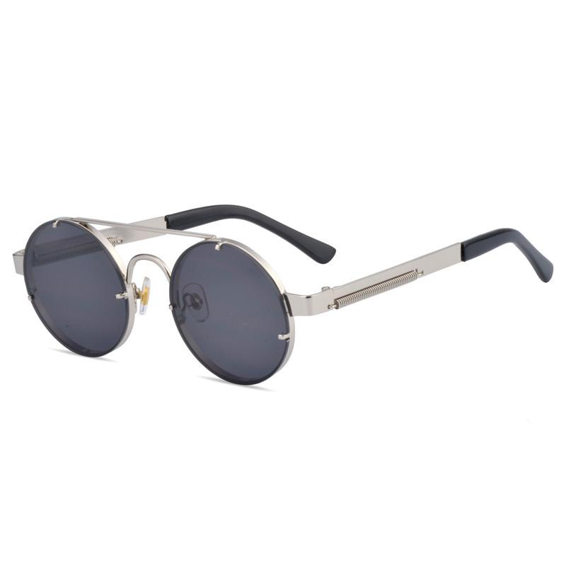 Металлические круглые солнцезащитные очки без оправы в стиле стимпанк