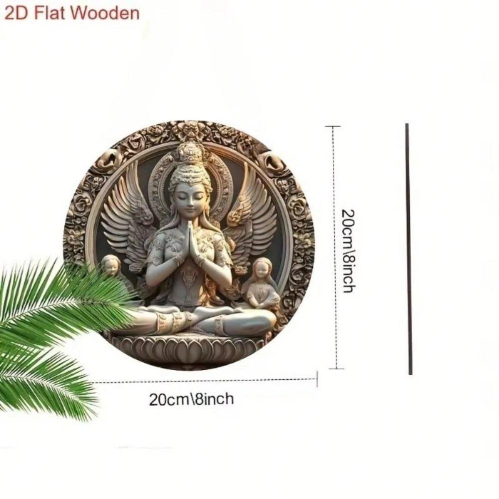 Buddha Metal Wall Art Hand Carved 2D Flat Sign Home Office Decor