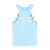 Gebreide nekband vest dames zomer blauw dun slank pasvorm sexy buitenlaag bottoming shirt top trendy