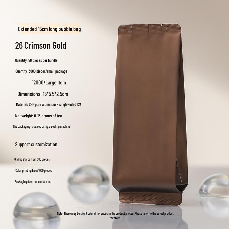 8g Extra Thick Aluminum Foil Tea Bag for Yancha, Phoenix Dancong, Black Tea & Rougui