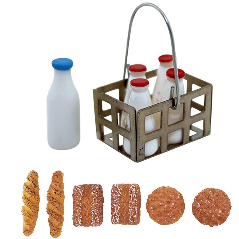 

Аксессуары для кукольного домика: смоляной хлеб, 6 мини-корзинок для молока