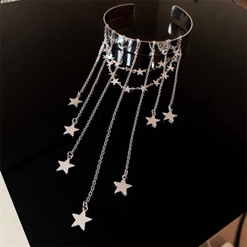 

Upper Arm Bracelet Metal Tassel Star Heart Chain Armband Cuff Simple Arm Bangle Armlet Adjustable For Women Girl as the picture
