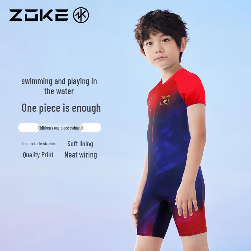 ZOKE Boys' One-Piece Short-Sleeve Swimsuit