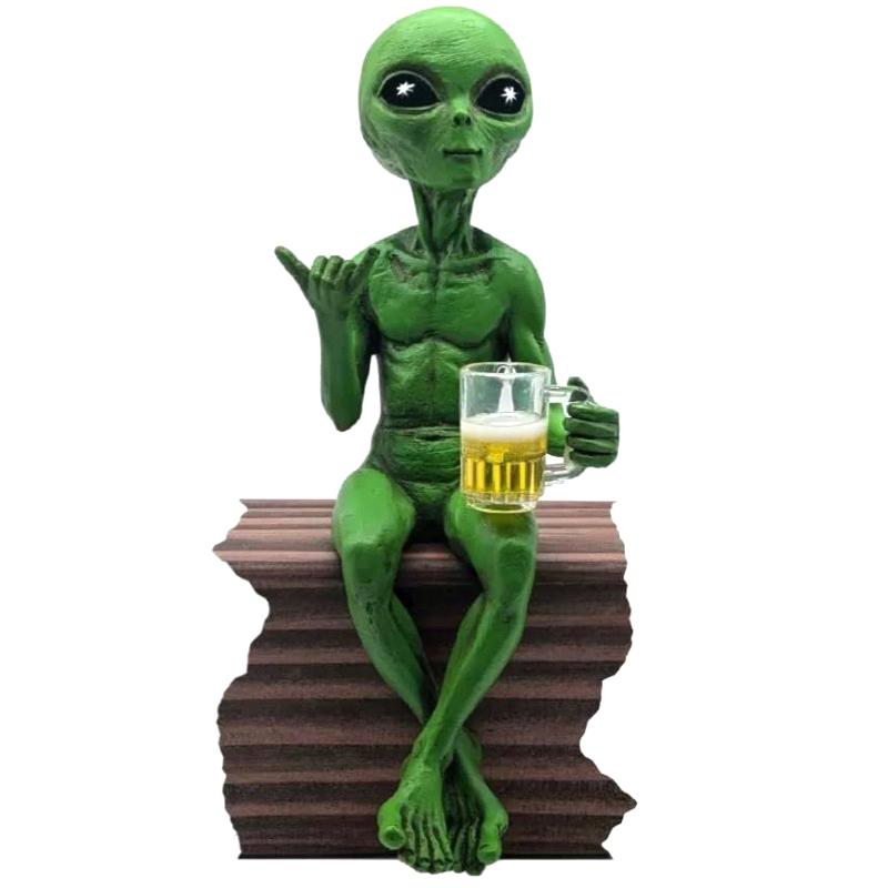 Alien Resin Statue Ornament Alien Garden Sculptures & Statues Yard Best Art Decor For Indoor Outdoor Home Or Office Collectible