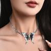 Tide Spice Girl Warning Sweet Cool Crystal Butterfly Necklace Niche Light Luxury Design Choker Neck Chain Collarbone Chain Female