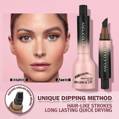 Eyebrow Angled Brush Waterproof Long Lasting Smudge-proof Dip Brow Hair Strokes Pen Quick Drying Natural Eyebrow Tint Dye Brow Makeup Pencil