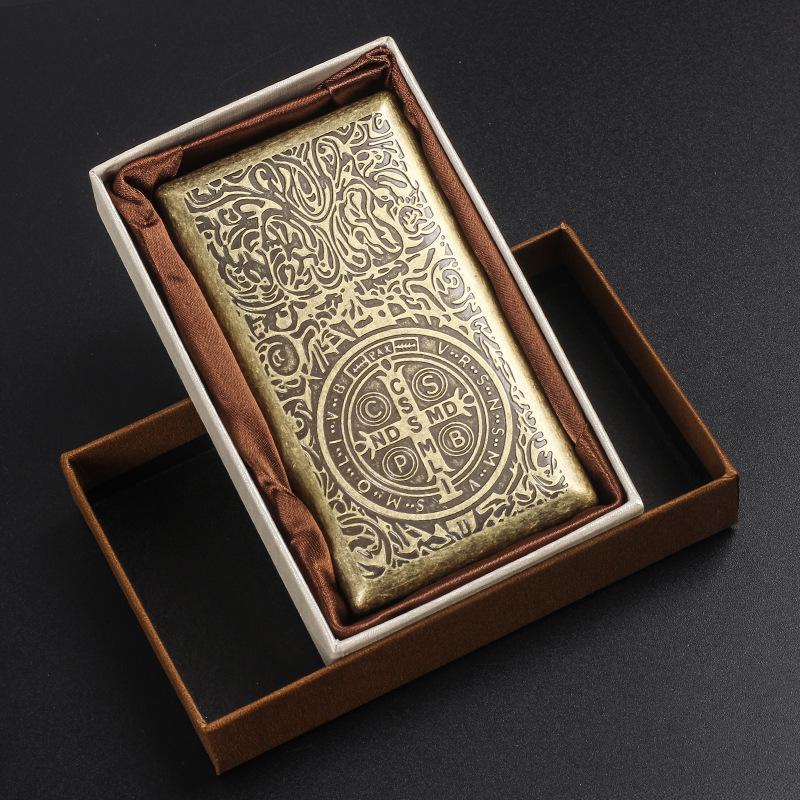 Retro Bronze Slim Cigarette Case for Men & Women - Holds 20