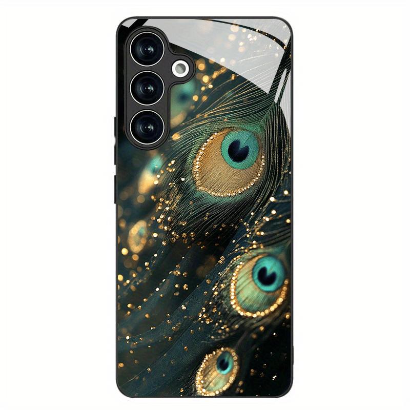 

Peacock Feather Pattern Tempered Glass Phone Case Suitable for Samsung Galaxy S26 S25 S24 S22 S21 S20 FE/Ultra/Plus Dustproof Galaxy S26