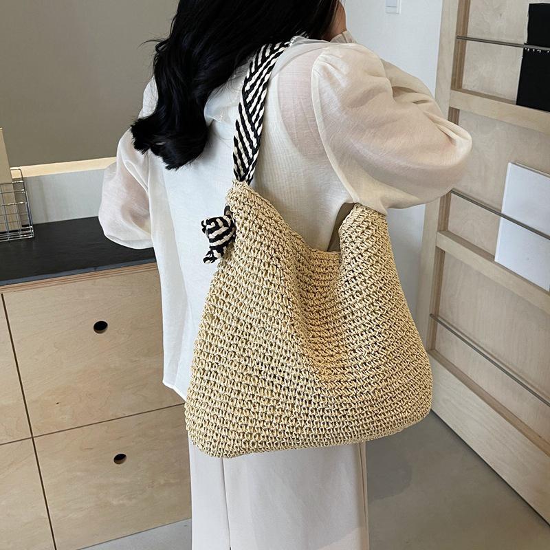Big Capacity Straw Beach Bag Vintage Handmade Woven Shoulder Bag Raffia Rattan Handbag Bohemian Summer Vacation Crossbody Bags Quality