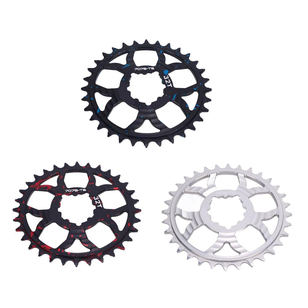 Bike Chainring 32T Round Chainwheel Hollow Aluminium Alloy Single Chain Ring Positive and Negative T