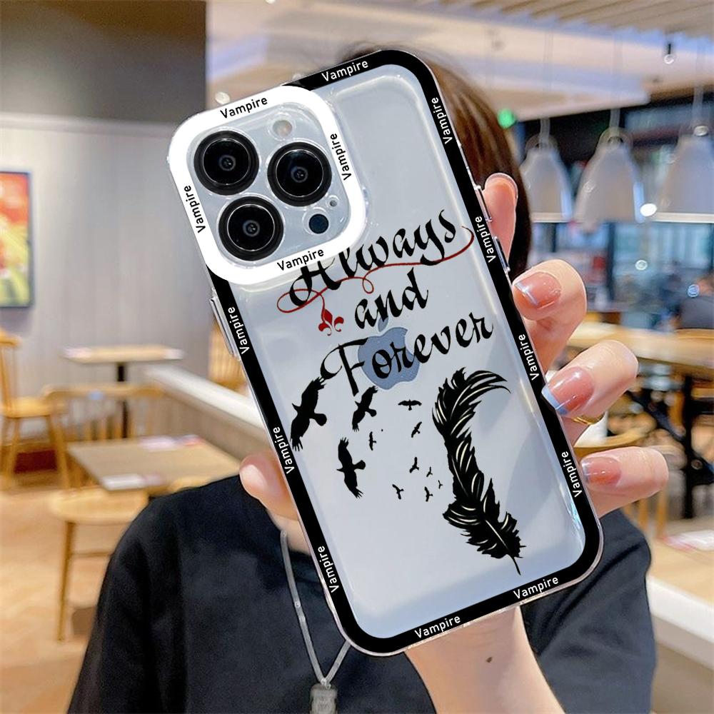 

The Vampire Diaries Phone Case for iPhone 17 16 15 14 13 12 11 Pro Max Mini 8 7 Plus SE 17E Dustproof Transparent Cover Fundas iPhone 13 Mini