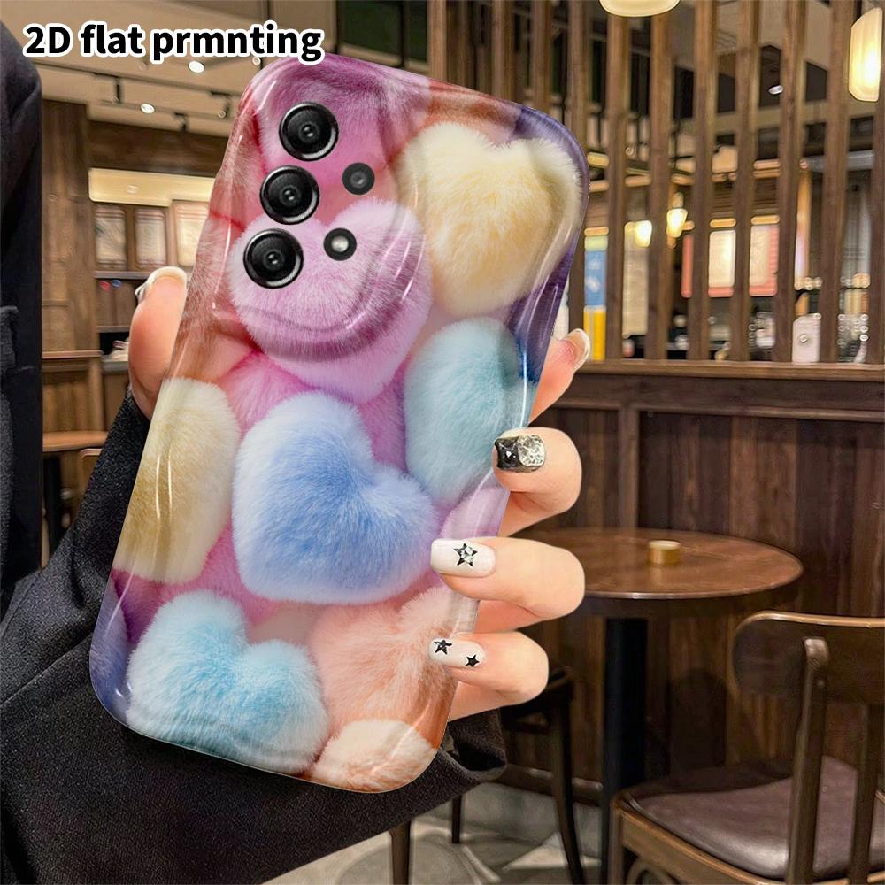 Phone Case: 2D Flat Samsung Galaxy A34 A35 S20 S22 S21 FE Plus Ultra Protective Case, Plush Heart, Christmas Halloween Holiday Gift