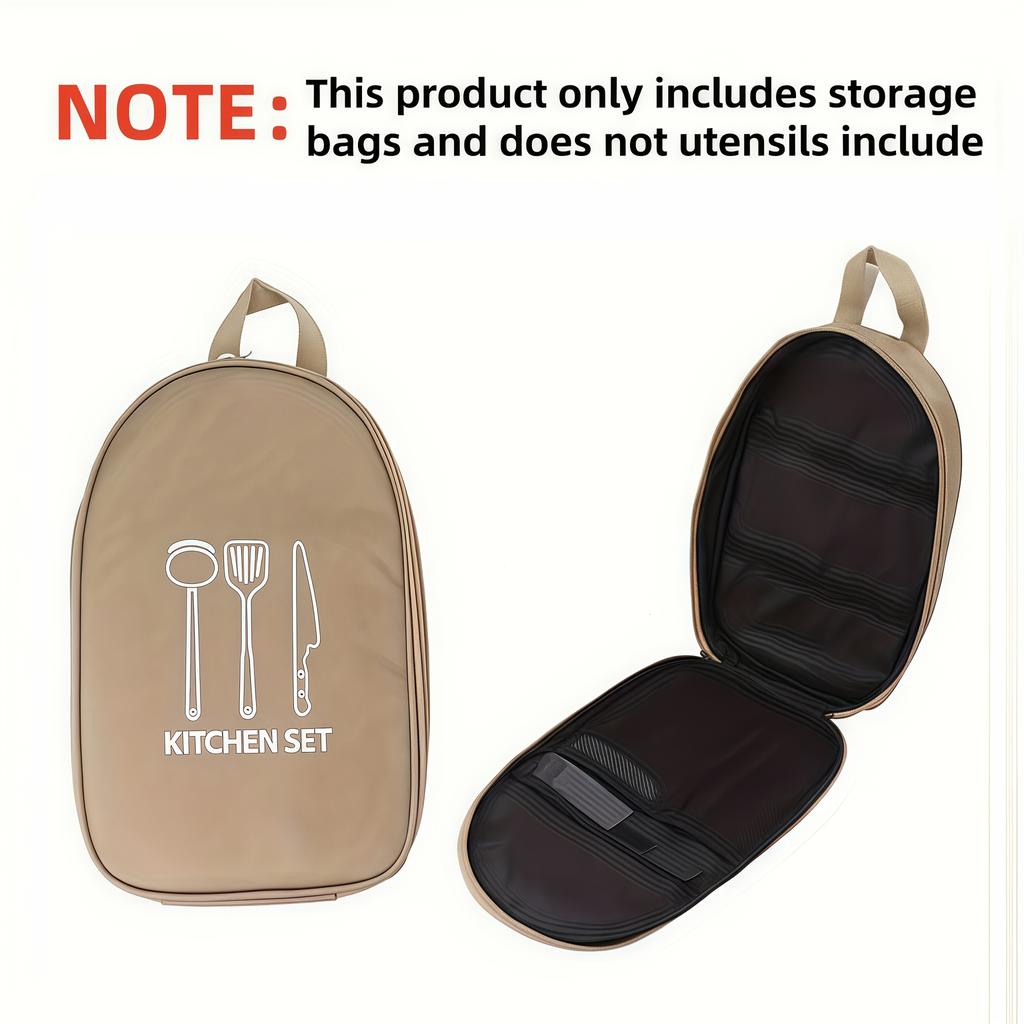 Portable Nylon Kitchenware Bag - Organize Utensils for Camping, BBQ & Travel.