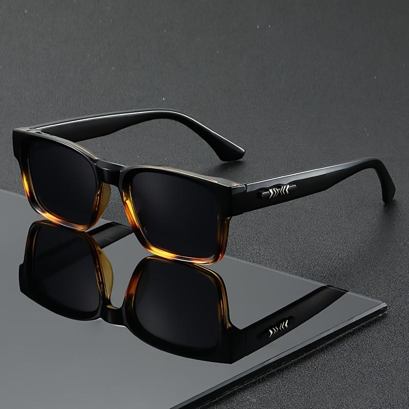 Two Tone Transparent Teal Tortoise Square Polarized Sunglasses With Arrow Decor Temple
