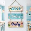 Strand-Thema Wandschild Nur Gute Vibes Holz-Hängeschild mit Hanfseil Küsten-Ozean-Stil Willkommensschild für Veranda Zaun Außen Innen Dekoration