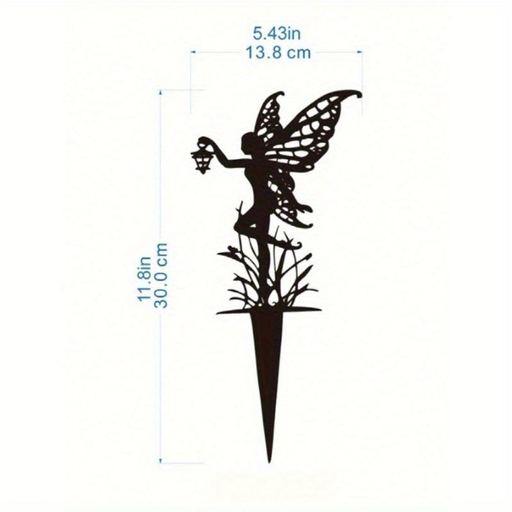 Iron Fairy Garden Stake Outdoor Metal Art Sculpture for Yard Patio Decor