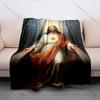 1PC Sacred Heart Jesus Painting Print Believer Pray Blanket Warm Soft Flannel Material Suitable for All Seasons Luxurious Gift