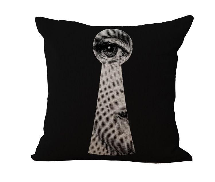 Unique Linen Vintage Piero Fornasetti Face Throw Pillow Case With Artistic Face Illustration