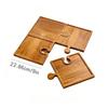 4pcs Wooden Jigsaw Shaped Coaster Tray - Retro Style for Camping Party Bar Restaurant, Food Tray Snack Plate Drink Coaster Set