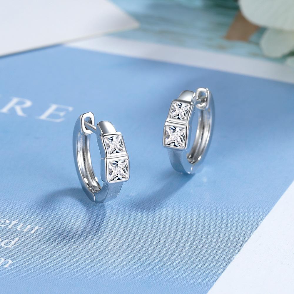 

Zircon Square Ear Buckle Earrings Women S Simple Fashion Small Ear Hole Earrings copper