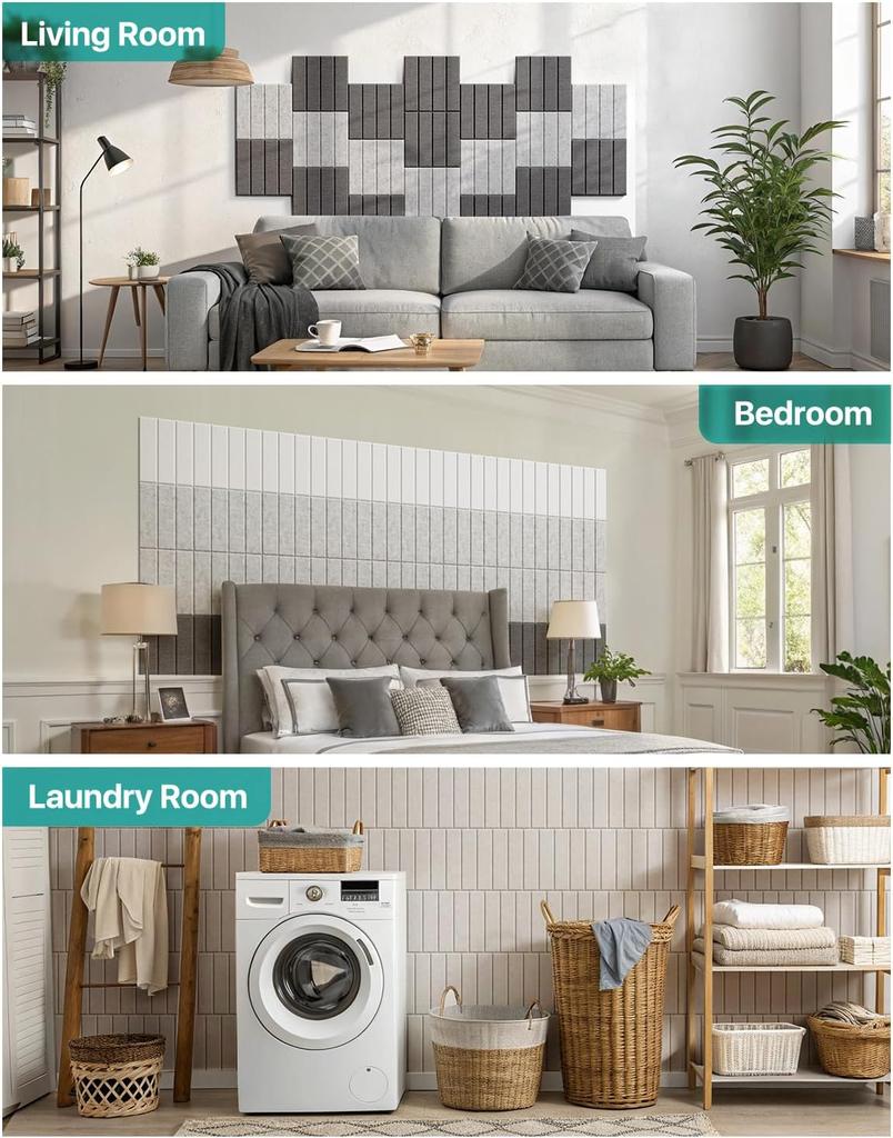 Acoustic Foam Panels 18 Pack  30x30 cm  — High Density  150 kg m³  — Self Adhesive — NRC 0.92 — Soundproofing and Noise Reduction Solution for Home