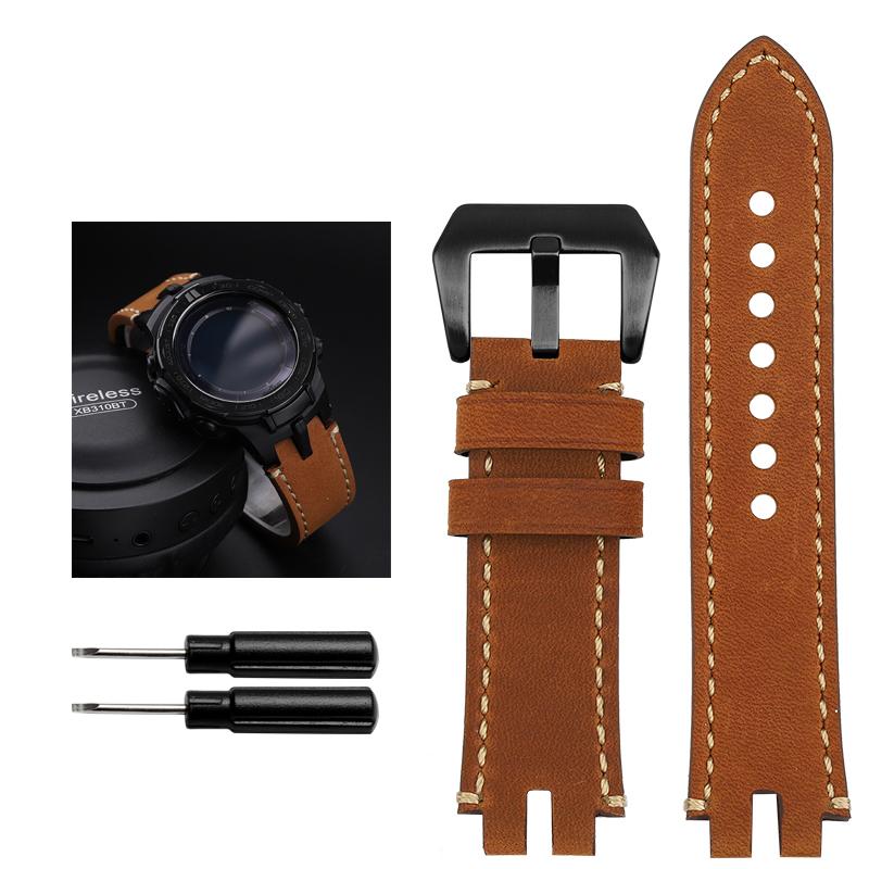 

For Casio Strap PRG-300 PRW-3000 PRW3000/3100/6000/6100Y PROTREK Series Vintage Cowhide Headband Watchband Bracelet with Tools 24mm
