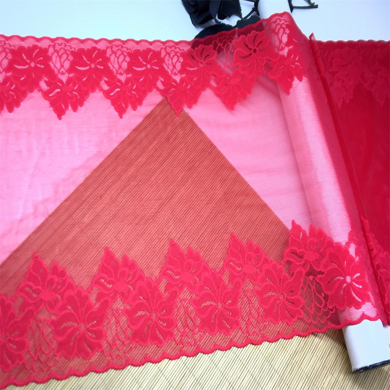 30cm wide Red Elastic Lace, Spandex Sewing Lace Fabric for Lingerie, Bra, Underwear, Garment, Crafting