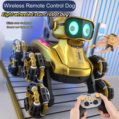 Remote Control Smart Robot Dog 8WD 360 Degrees Rotating Electric Robot with Music Light Toddlers Boys Girls Educational RC Stunt Car Puppy Toy