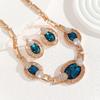 Gold Zinc Alloy with White Rhinestones Blue Crystal Necklace Earrings Set Women's Jewelry