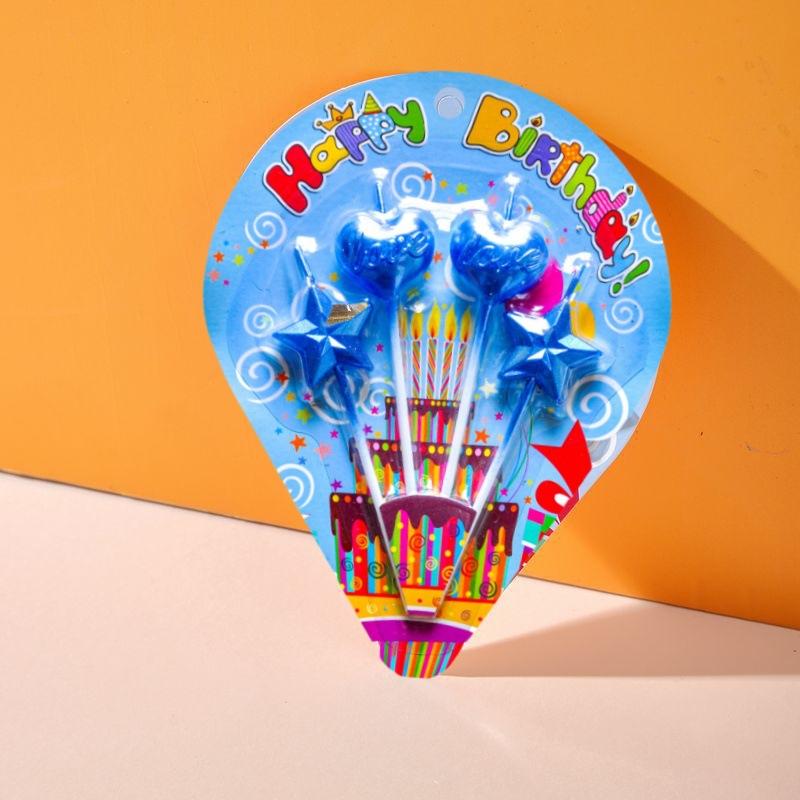 Diamond Love Heart Five-pointed Star Birthday Candle Plated Gold Star Heart Shaped Romantic Baking Cake Decoration Plugin