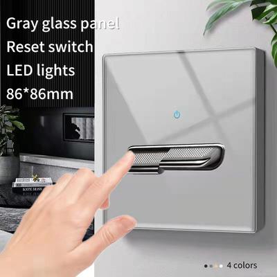 Panneau Interrupteur Mural en Verre Trempé Gris LED Européen Prise 16a Interrupteur à Bascule Rétro Standard EU UK Prise 2USB 1 Gang-4 Gangs