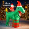 7.87FT LED Light Xmas Inflatable Santa Ride Dinosaur Toy Yard Festive Decor Ornaments Home Party Supplies Christmas Holiday Gift