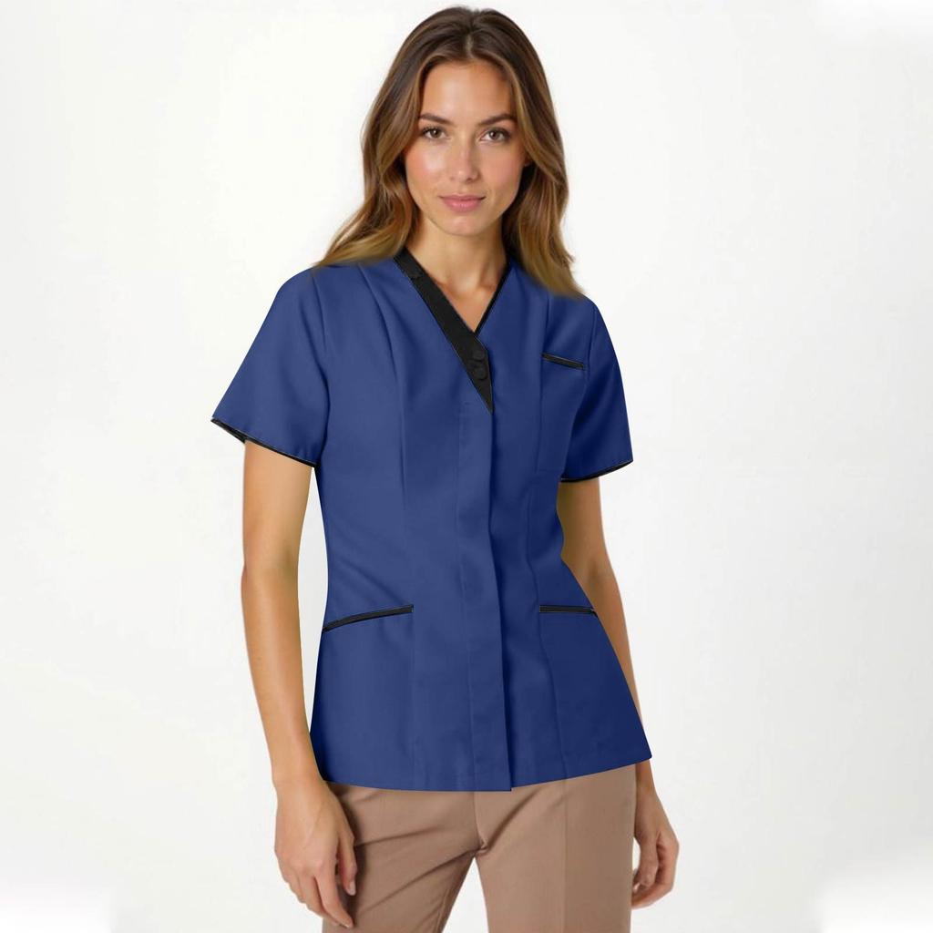 Mote for kvinner Ensfarget V-hals Kortermet Jumpsuit med lommer Topper