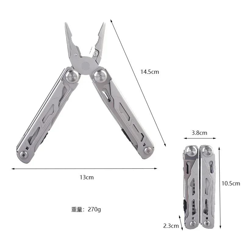 Durable Metal Multitool Pliers with Sharp Blade Wire Cutter Screwdrivers Scissors Multi Function Tool for Outdoor Camping Hiking