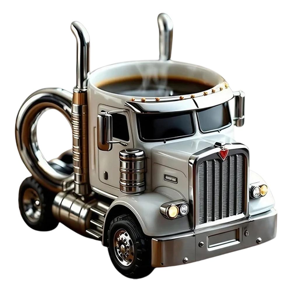 Semi-Truck Coffee Mugs Stainless Steel Handcrafted Truck Coffee Mug Resin Coffee Mug 11 Ounces Semi-Truck Coffee Mugs for Men