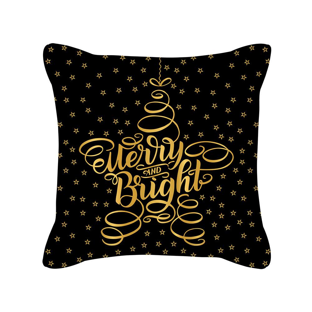 Pillow Peach Velvet Black Gold Christmas Pillow New Snowflake Letter Sofa Bedside Pillow Cover