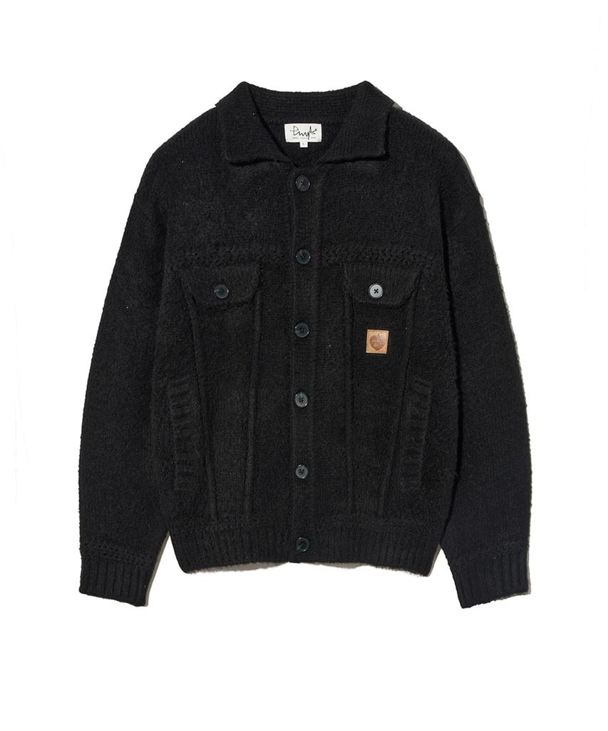 Physical Department Apple Label Knit Trucker Jacket_Black