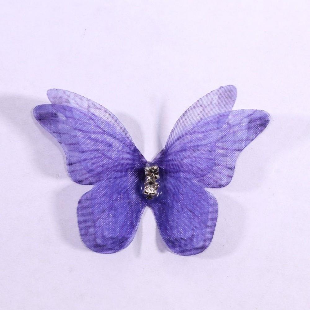 50Pcs Double-layer Chiffon Butterfly Embroidered Patches  Bridal Hair Accessories