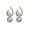 Silver Needle Twisted Diamond Pearl Earrings Simple Versatile Dinner Earrings Korean Ins Style Niche Earrings Women