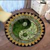 1pc A vibrant Yin Yang Mandala round rug - with its intricate black and yellow pattern, perfect for living room or bedroom decor