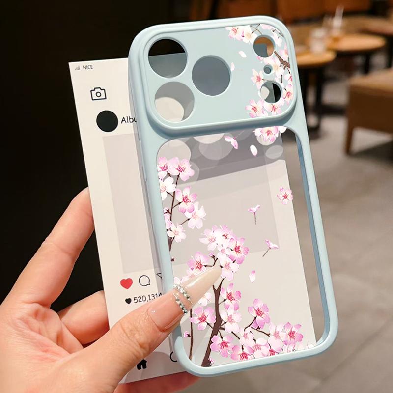 Vintage Floral Pattern Case For iPhone 17 Pro Max Hybrid TPU+PC Clear Back Hard Cover For iPhone 16 15 14 13 Pro Max