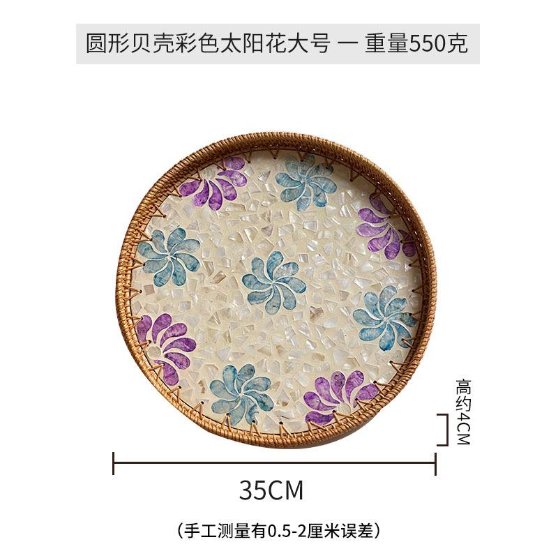 30-35cm Handmade Rattan Decorative Round Restaurant Storage Picnic Basket